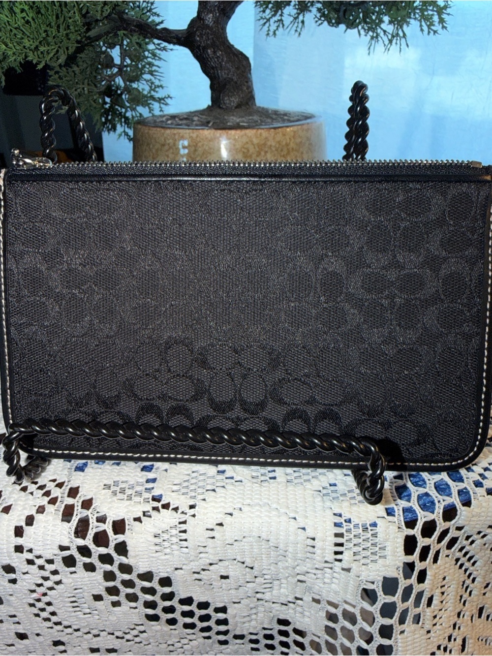 Coach Black Signature Jacquard Zip Pouch/Wristlet. Y2k - Gem